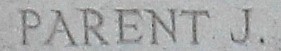 Joseph Parent's name etched at Tyne Cot Memorial.